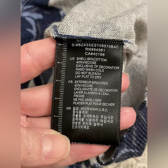 TWELVE BY TWELVE gray blue floral button cardigan sweater medium m - Picture 5 of 8